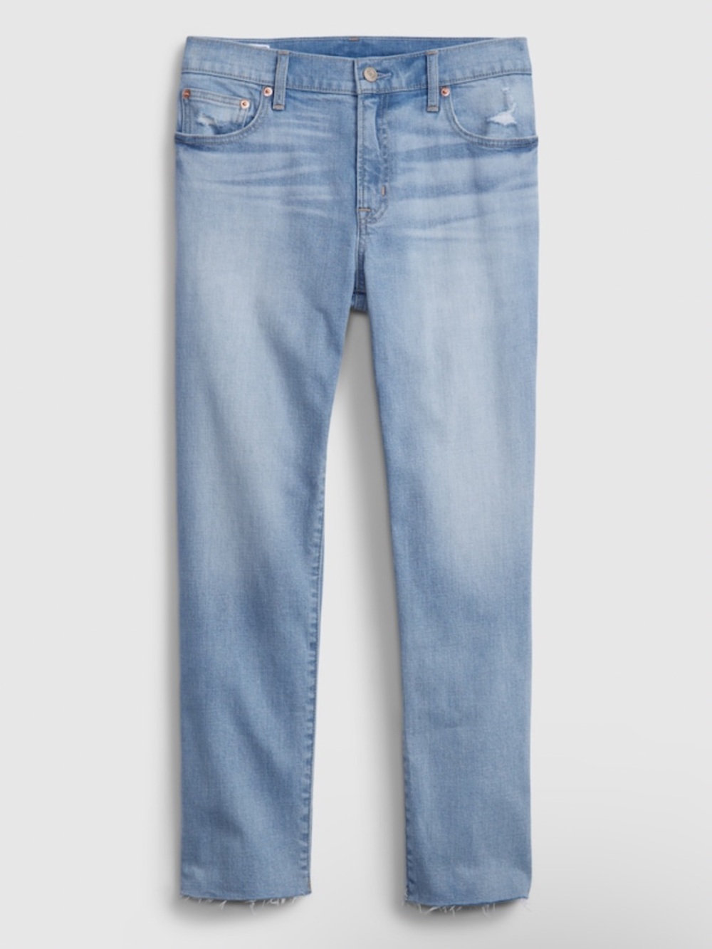 Gap Tapered Girlfriend Mid Rise Blue Low Stretch Frayed Denim Jeans 23P 000P
